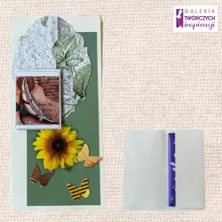 Opakowanie na czekoladę „Słonecznik i Pióro” - 8,5 na 17 cm